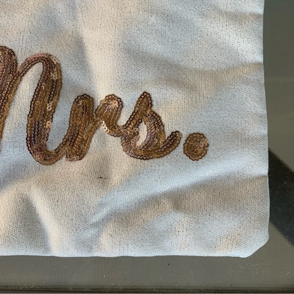 Mrs. Rose Gold Beaded Makeup Bag